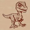 A prehistoric baby dinosaur standing on all fours with a curious expression.