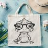 Fun Reptile in Spectacles A reptile with a pair of glasses perched on its head, depicted in vector art style.