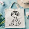 Reptile with Headphones SVG Graphic A digital illustration of a reptile animal wearing headphones.