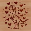 A prehistoric baby dinosaur design with love hearts, suitable for vector art and commercial or personal use.