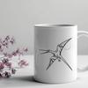 A prehistoric pteranodon with sharp wings and teeth, designed as a vector art template.