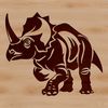 A prehistoric triceratops dinosaur depicted in a detailed vector design.
