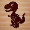 Prehistoric Baby Dino Art A simple line drawing of a baby T Rex dinosaur from the prehistoric era.