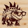 A prehistoric dino wearing glasses in a vector format.