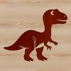 A stylized illustration of a young dinosaur from the Mesozoic era.