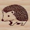 A scalable SVG vector graphic representation of a hedgehog, ideal for use with cutting machines like Cricut or laser cutters.