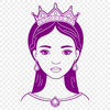 Female princess character in simple line art style, suitable for vector graphics and cutting machines.