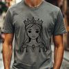Free SVG Girl Image Template A young female princess character in a regal pose, designed as vector art.