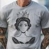 A regal female figure in a fairy tale setting, suitable as a vector design element.