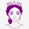 A simple, vector graphic design featuring a princess character with regal accessories.