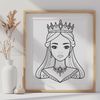 A royalty-inspired female character with regal attire, suitable for various digital applications and designs.