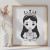 Young Royal Lady in Traditional Attire A young female character depicted in royal attire, suitable for use as clip art or vector design.
