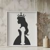 Regal Royalty Character SVG Vector A royalty-inspired female character in a regal pose, suitable for vector art and cutting machine designs.