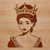 A stylized illustration of a female royal character.