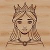 A young female character depicted in a royal attire, suitable for vector graphics and digital design.