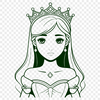 Princess Illustration A digital illustration of a young female princess in a traditional gown, suitable for vector art and design projects.