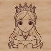 A digital illustration of a young female princess in a traditional dress.
