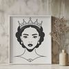 A royalty-inspired female character design made from vector shapes.