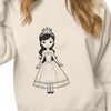 Free Female Figure SVG Cut File A female figure in royal attire, suitable for cutting machine designs or vector graphics.