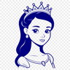 A royalty-inspired illustration of a young female in a traditional princess attire.