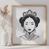 Colorful Royalty Character A royalty-inspired female character in colorful attire, suitable for digital crafting.