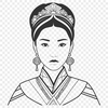 Beautiful Female Figure in Royal Attire A young female figure dressed in royal attire, suitable for vector design and clip art applications.