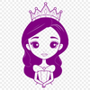 Royal Girl Character Vector Clip Art Female royalty character with crown and dress, designed as vector art for cutting machines like Cricut or laser cutters.