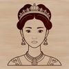 A royalty-inspired illustration of a young female figure dressed in royal attire.