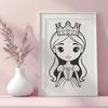 Regal Girl Character Illustration An elegant female character design suitable for clip art projects.