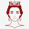 Illustrative portrait of a female princess in regal attire, designed as vector art for digital use.