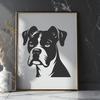 Stunning Boxer Dog Silhouette Vector Illustration A high-quality SVG vector image of a boxer breed dog's facial features for use in design projects.