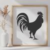 Full-Body Farm Animal Design A full-body illustration of a farm animal, specifically a rooster with vibrant plumage.