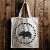 Vector Heart Rhino Icon - Whimsical Wildlife Design Rhinoceros animal icon in vector format with love hearts surrounding it.