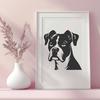 Detailed Boxer Portrait Illustration for Creative Projects Close-up of a Boxer dog's head with detailed features, suitable for vector art or clip art designs.