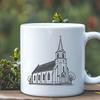 Beautiful Protestant Architecture Clip Art A simple outline illustration of a traditional Protestant church building.