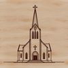 Gothic Architecture Vector Design A detailed illustration of a traditional Protestant church with Gothic architectural elements.