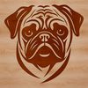 Pug Head Vector Graphics A detailed illustration of a pug's head, designed as vector art for easy editing and customization.