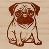Cute Sitting Pug Portrait A sitting pug dog with an endearing expression, suitable for vector art designs.
