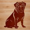 A digital illustration of a sitting pug dog, suitable for vector art designs.