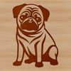A cartoon-style illustration of a Pug sitting on its hind legs, suitable for use as a vector design or clip art.