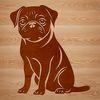 Adorable Pug Sitting Silhouette A cute sitting pug dog sitting on its haunches with a friendly expression.