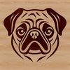 Pug Silhouette A digital illustration of a pug's head, suitable for use in various design projects.