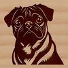 Free Vector Pug Head Design A digital illustration of a pug's head, featuring a cute and recognizable breed of dog.