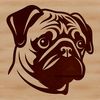 Adorable Pug Line Art A simple line drawing of a cute pug dog's head, suitable for vector art.