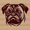 Stylized Pug Head Illustration A stylized illustration of a Pug's head with detailed facial features.