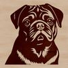 Free Vector Illustrations of Pets A close-up of a Pug's head with distinctive wrinkles.