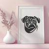 Pug Stencil In SVG, PNG, PDF And DXF Formats