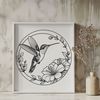 Colorful Bird SVG Design Element A colorful hummingbird illustration with intricate details, suitable for vector design and commercial use.
