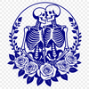 Love Skeleton Floral Bouquet A floral arrangement featuring a skeleton holding a bouquet of roses, suitable for Valentine's Day designs.