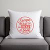 A stylized illustration of someone reading a book with inspirational quotes.